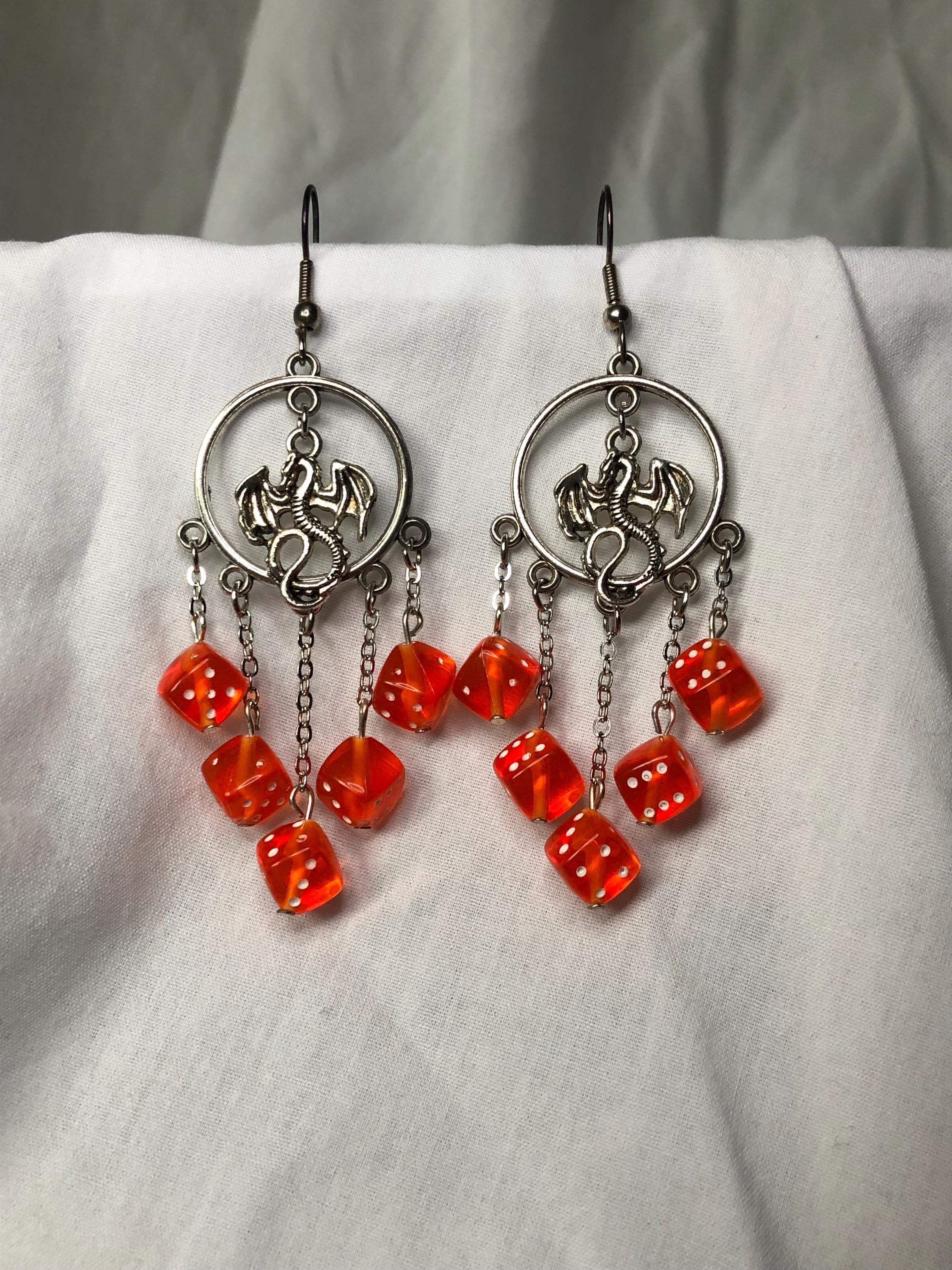Chandelier Dnd Inspired Dragon and Dice Earrings - Etsy