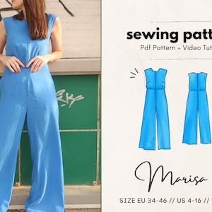 Marisa Jumpsuit Digital PDF Sewing Pattern // US 4-16 - EU 34-46 // Instant Download with all 7 Sizes