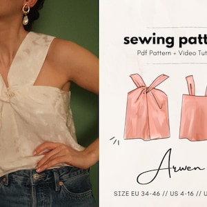 Arwen Halter Twist Neck Top Digital PDF Sewing Pattern // US 4-16 - EU 34-46 // Instant Download with all 7 Sizes