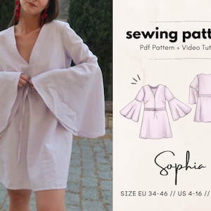Sophia Dress Digital PDF Sewing Pattern // US 4-16 - EU 34-46 // Instant Download with all 7 Sizes