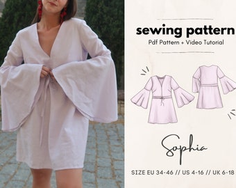 Sophia Dress Digital PDF Sewing Pattern // US 4-16 - EU 34-46 // Instant Download with all 7 Sizes