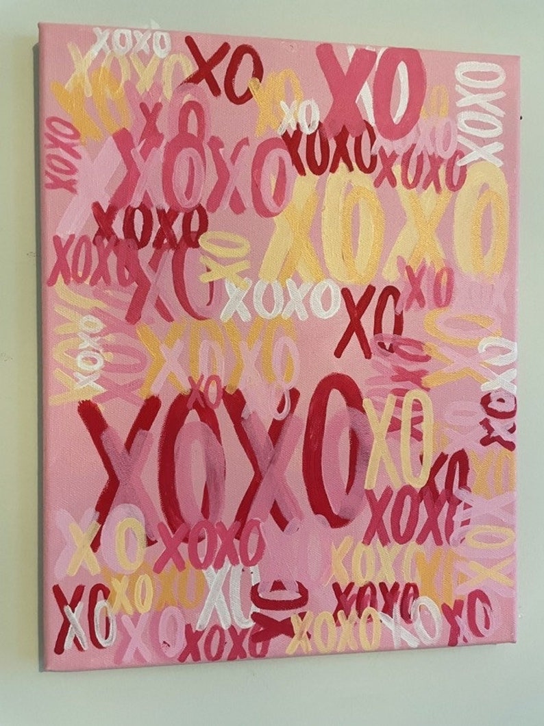 XOXO Painting Colorful Heart Painting Preppy Painting Etsy