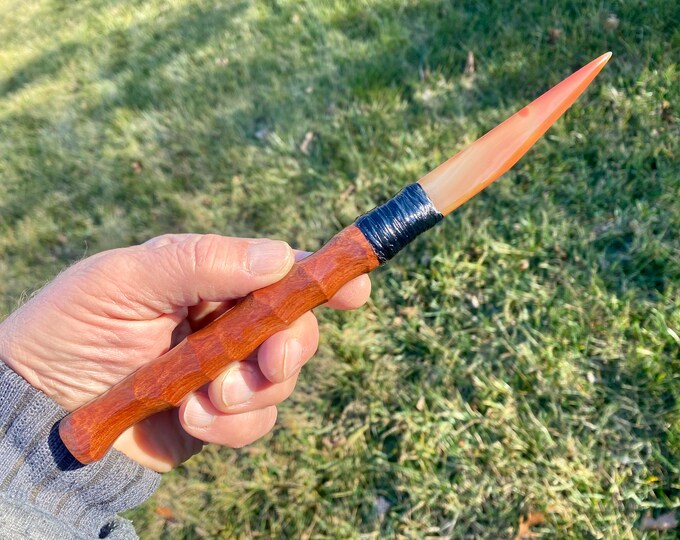 Mopani Wood Letter Opener/burnishing Tool With Brazilian Agate Blade Etsy