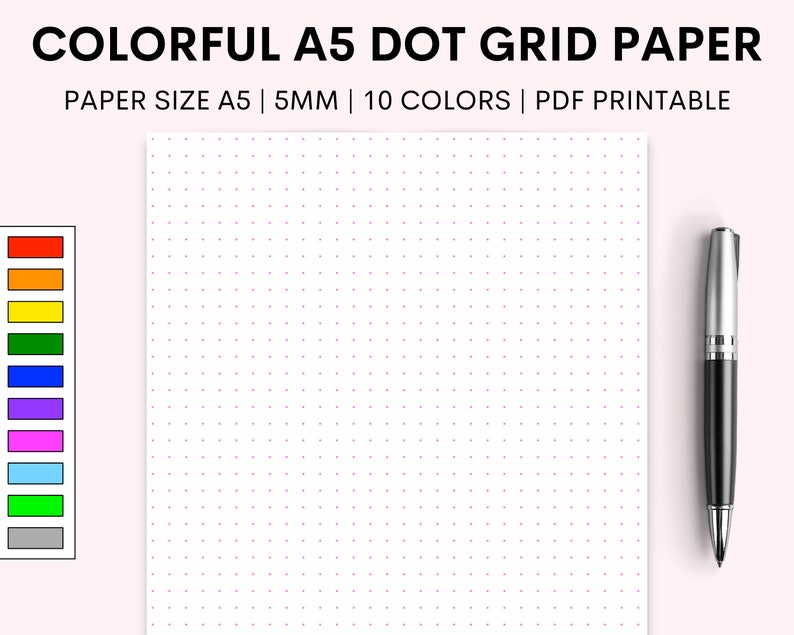 Printable Dot Grid Paper Note Taking Paper A5 Paper Grid Etsy