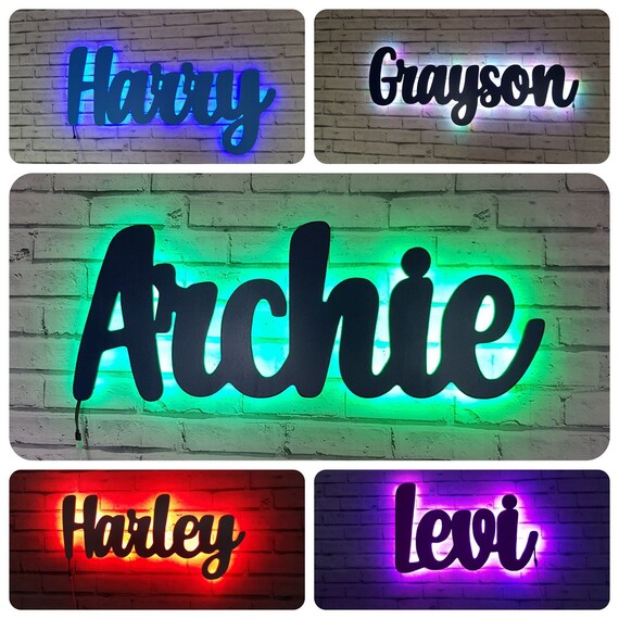 Personalised Wooden LED Names Etsy