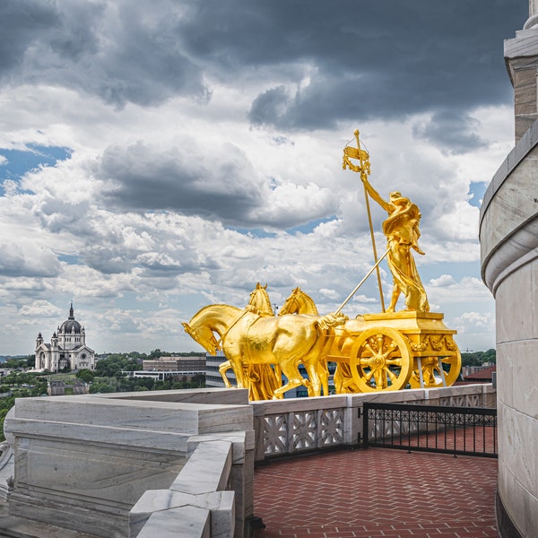 State of Triumph: The Quadriga Statue Minnesota State Capitol Metal Canvas Print Minnesota Wall Art St. Paul Landscape Photography