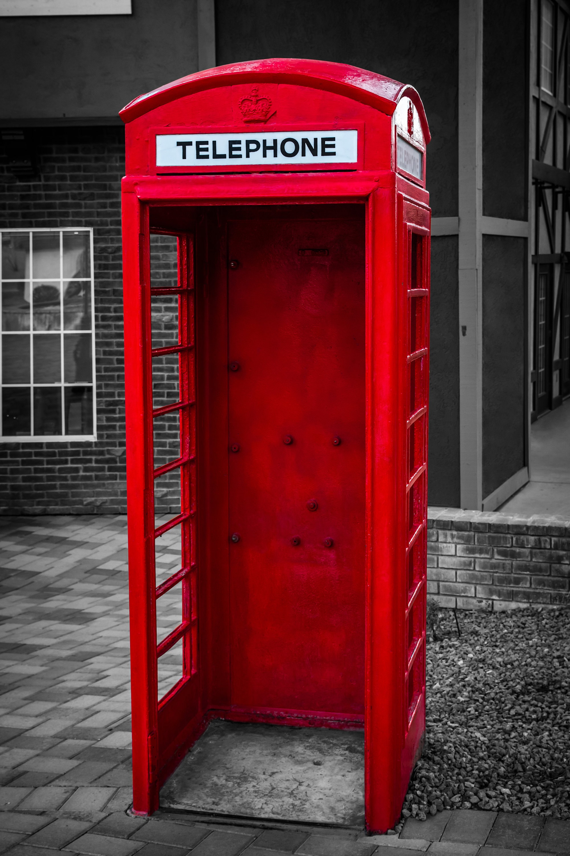 Call Me Classic Red Phone Booth Metal Canvas Print English Telephone