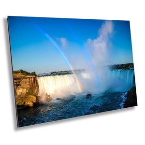Dual Splendor: Niagara Falls Double Rainbow Landscape Photography Ontario Canvas Print Wall Art