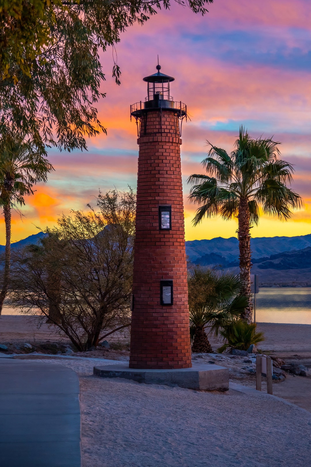 Lighthouse Glow: Lake Havasu Lighthouse at Sunset Canvas Metal - Etsy