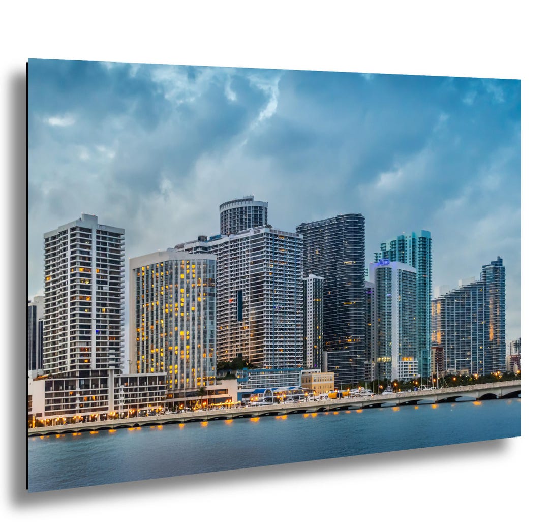 Miami Skyline High-rise Blue Hour Fine Art Photography Print, Biscayne ...