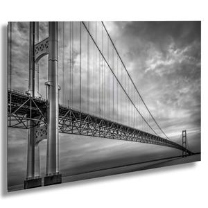 The Magnificent Mackinac: Suspension Bridge Wall Art Print Connecting Upper and Lower Peninsulas Michigan Metal/Acrylic/Aluminum/Canvas