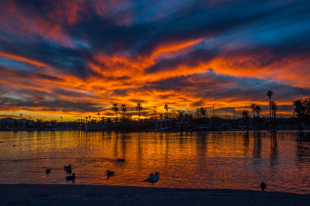 Twilight Reflections Lake Havasu Sunset Landscape Photography Print