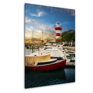 Harbour Town Marina: Gloomy Days in Harbour Town Lighthouse Wall Art Print South Carolina Nautical Aluminum/Acrylic/Metal/Canvas