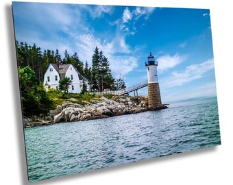 Coastal Charm: Isle au Haut Lighthouse Acadia National Park Nautical Canvas Print Wall Art