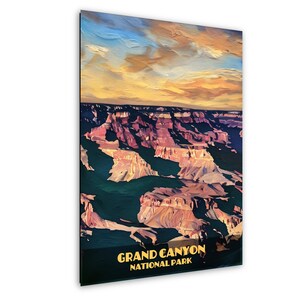 Grand Canyon Sunset Metal Print: Watercolor-Stylized Arizona Wall Art