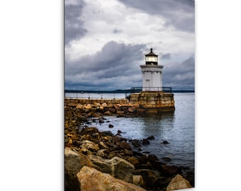 Bug Light Lighthouse Print: Portland Maine Nautical Black and White Photography