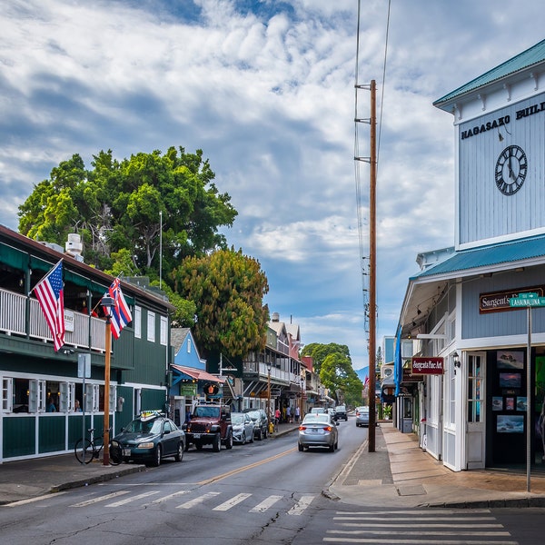 Front Street, Lahaina: Maui Hawaii Historic Canvas Metal Print Lahaina Photography Wall Art