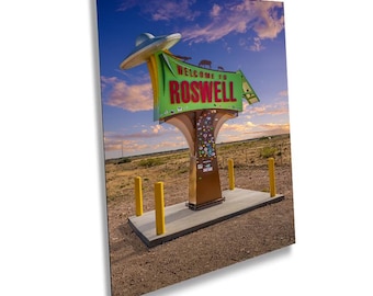Roswell New Mexico Welcome Sign Wall Art Print UFO Alien Souvenir