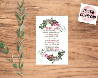 C.O. Thank You Card - C.O. and Wife Thank You - Tropical Theme - Digital Download - JW Gifts - JW Greeting Cards