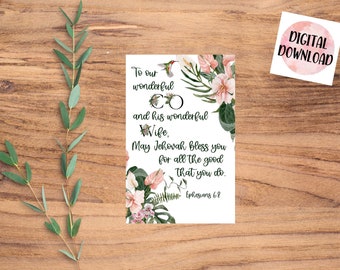 C.O. & Wife Appreciation Card - Thank You Card - Digital Download - JW Gifts - JW Greeting Cards