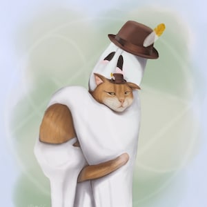 Kindred Spirits. Ghost-Cat Digital Art Print 14&quot;x11&quot;