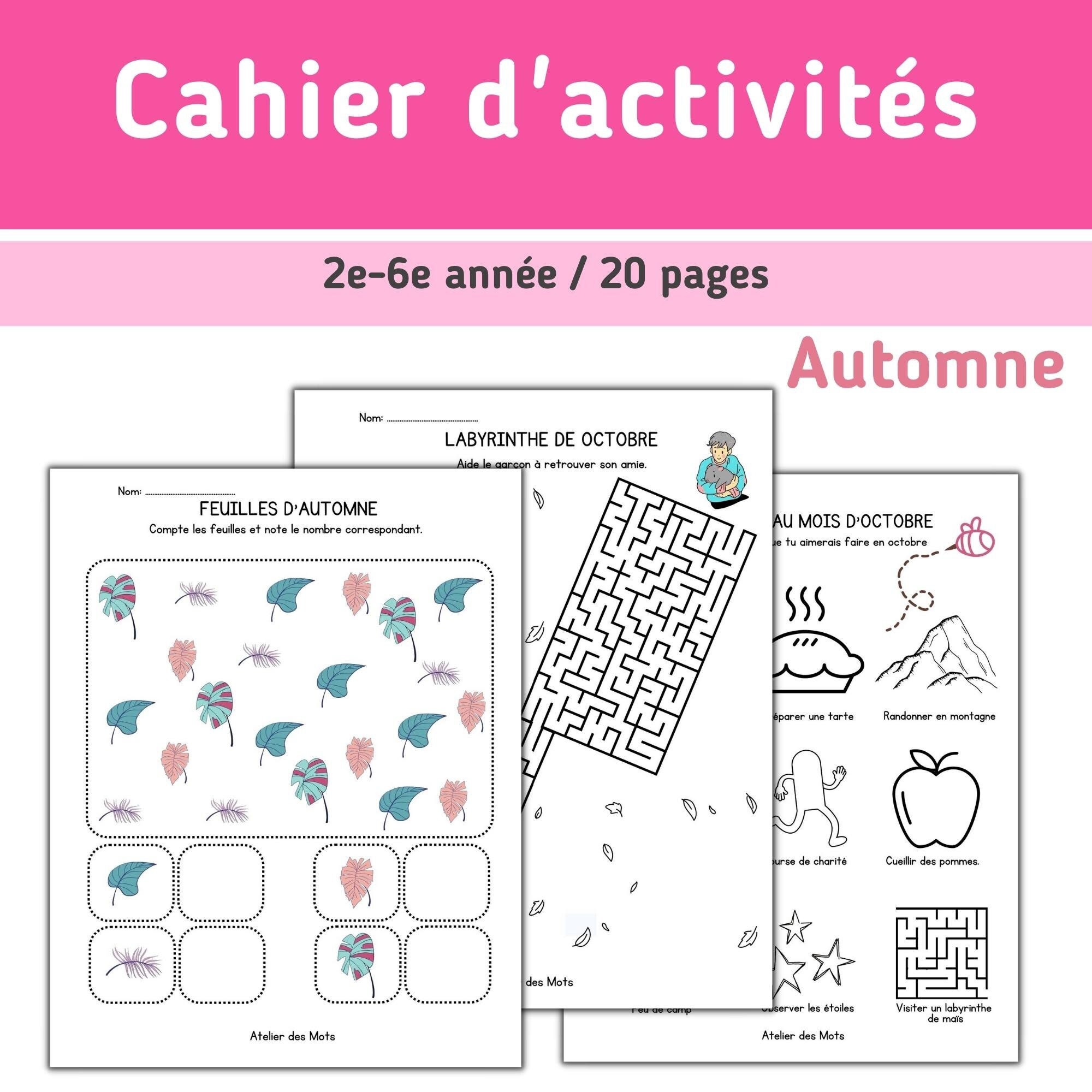 French Activity Pack for Kids Instant Download Automne/october & Back ...