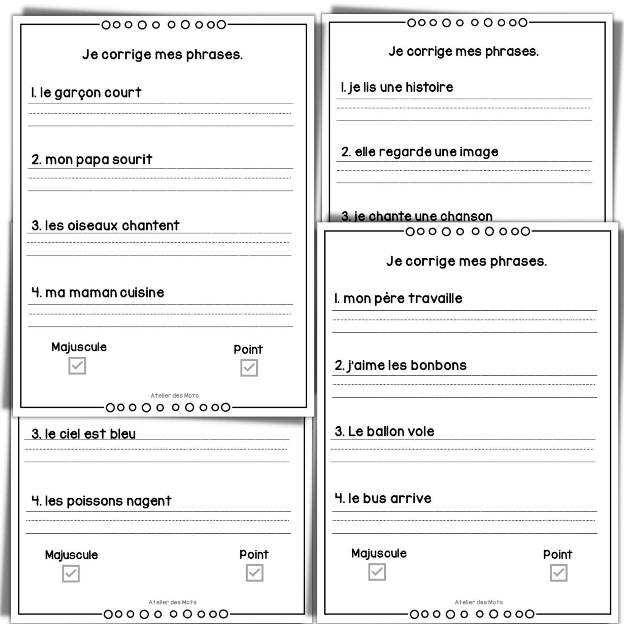 French Sentences Worksheets Printable Instant Download Etsy