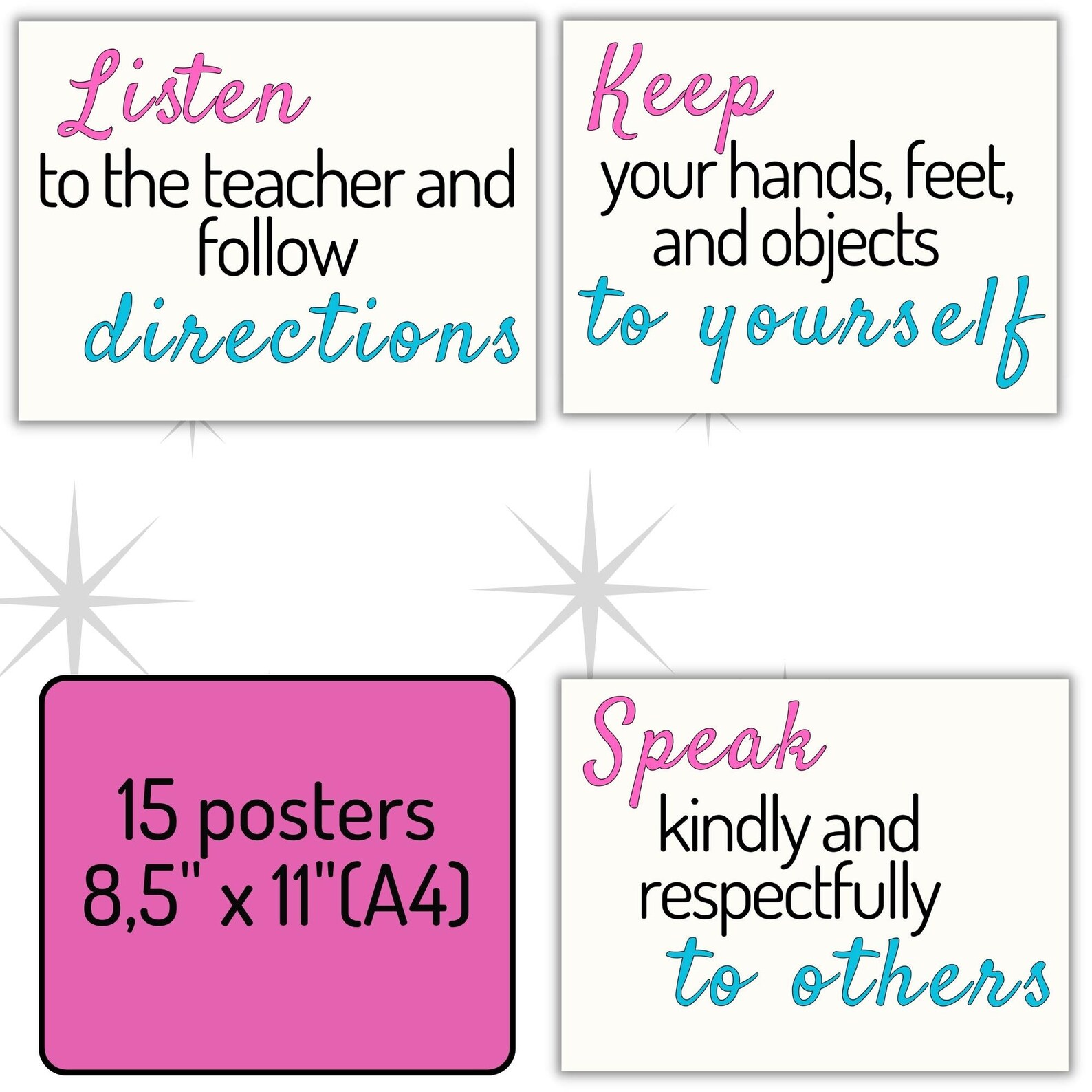 colorful-classroom-rules-posters-set-bulletin-boards-classroom-rules