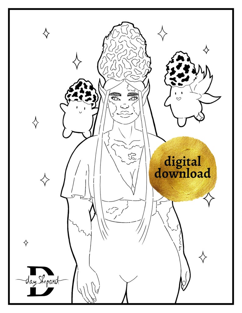 Mushroom Girl Coloring Pages 3 PDF Files | Etsy
