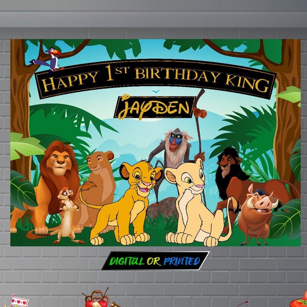 Custom Backdrop Lion King Birthday Decoration, Personalize Nala Simba Birthday Banner for Boys and Girls, Digital & Printed Party Poster