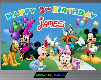 Personalized Mickey Mouse Birthday Backdrop, Custom Party Banner (Digital or Printed)