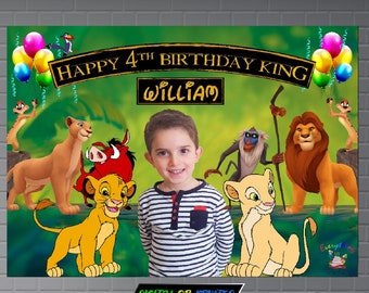 Lion King Birthday Backdrop, Personalized Simba Party Banner (Digital or Printed)