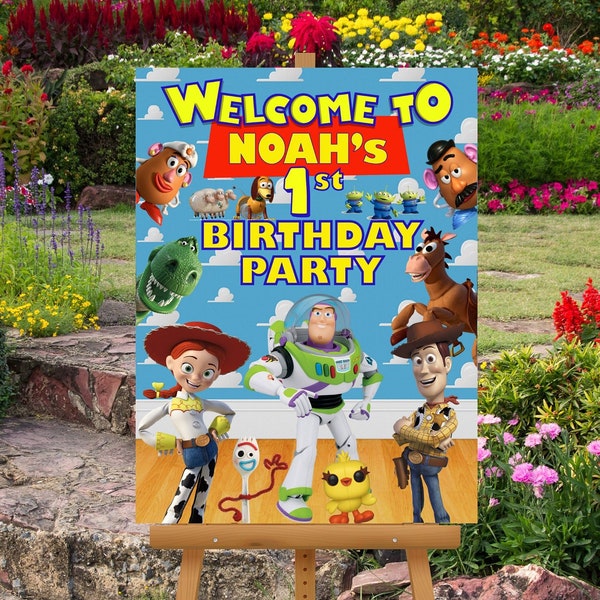 Personalized Toy Story Birthday Welcome Sign, Custom Party Decoration (Digital Printable)