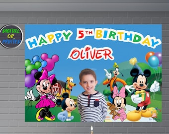 Custom Mickey Mouse Birthday Banner, Personalized Party Decoration (Digital or Printed)