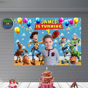 Custom Backdrop, Toy Story Birthday Banner with Picture, Personalized Party Decoration Digital / Printed Toy Story Poster Boys, Party Ideas