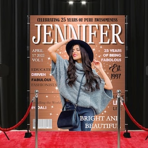 Custom Magazine Cover Backdrop, 30th Birthday Step and Repeat Backdrop, 21st Birthday Magazine Cover Banner, 40th Step Repeat Event Backdrop