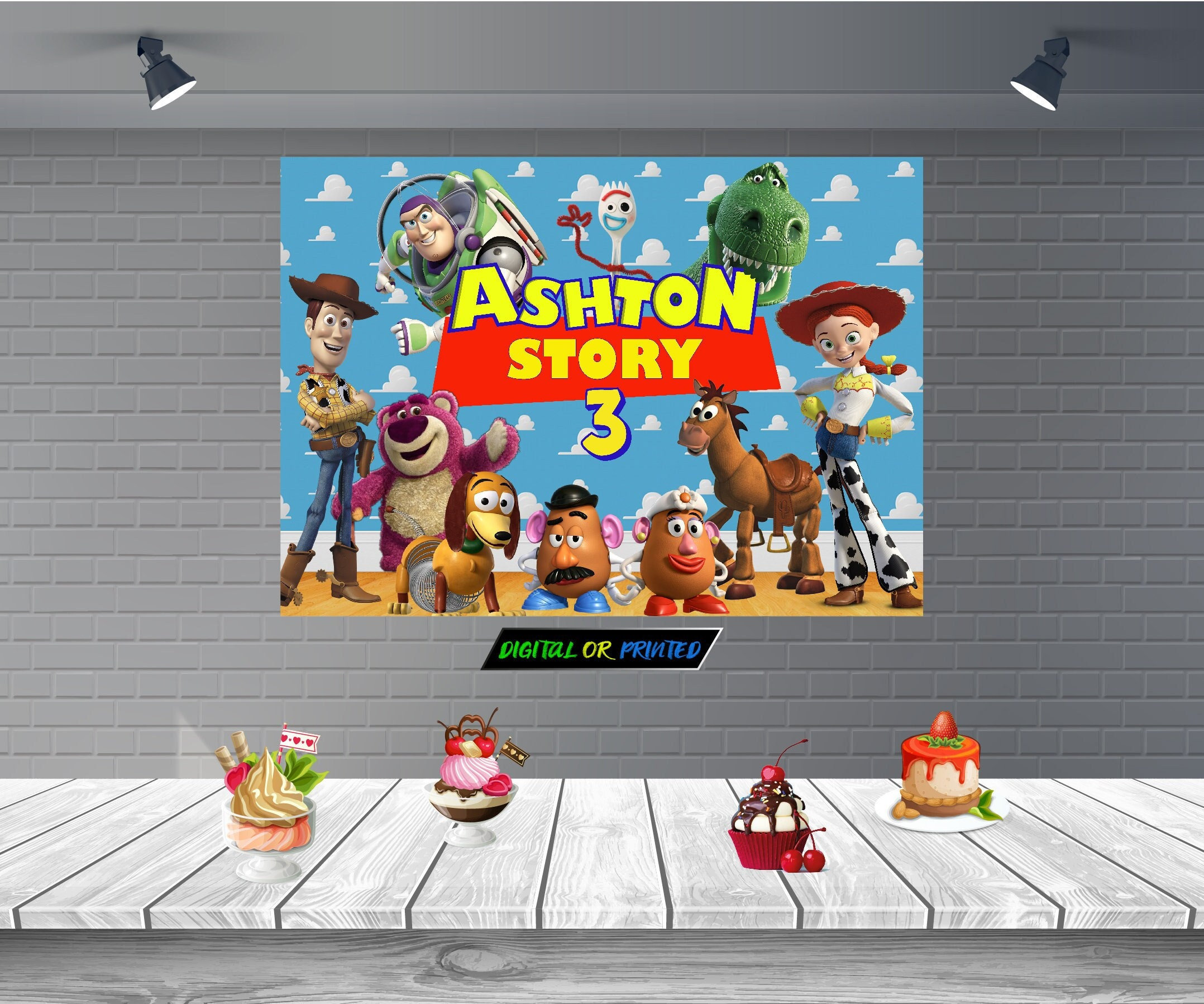 Custom Backdrop Toy Story Birthday Banner With Picture Etsy