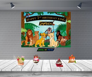 Sfondo Re Leone 150x100 Cm In Tessuto Vinile Per Compleanno Bimbo – Decorazione Giungla E Foto Poster