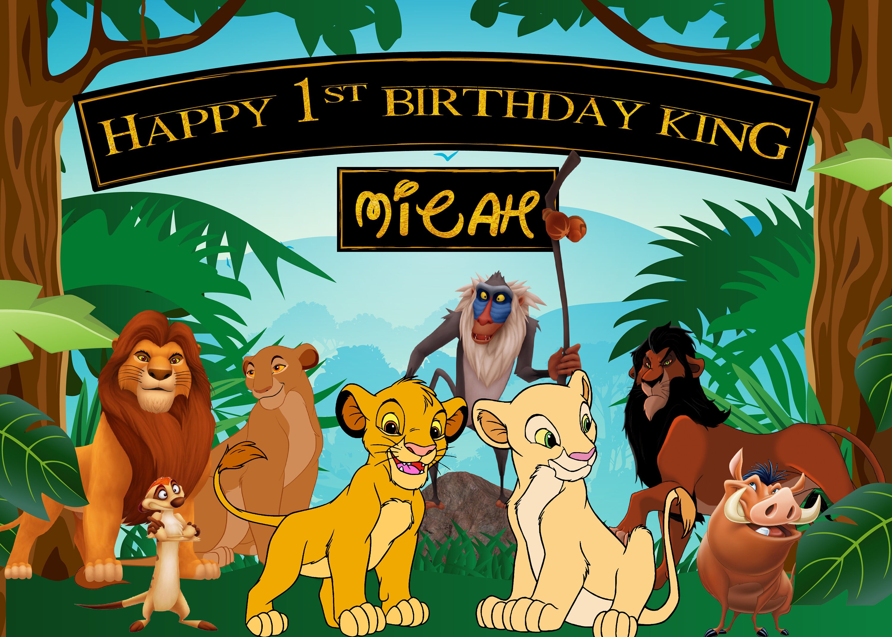 Custom Lion King Birthday Backdrop Personalized Party Banner digital 