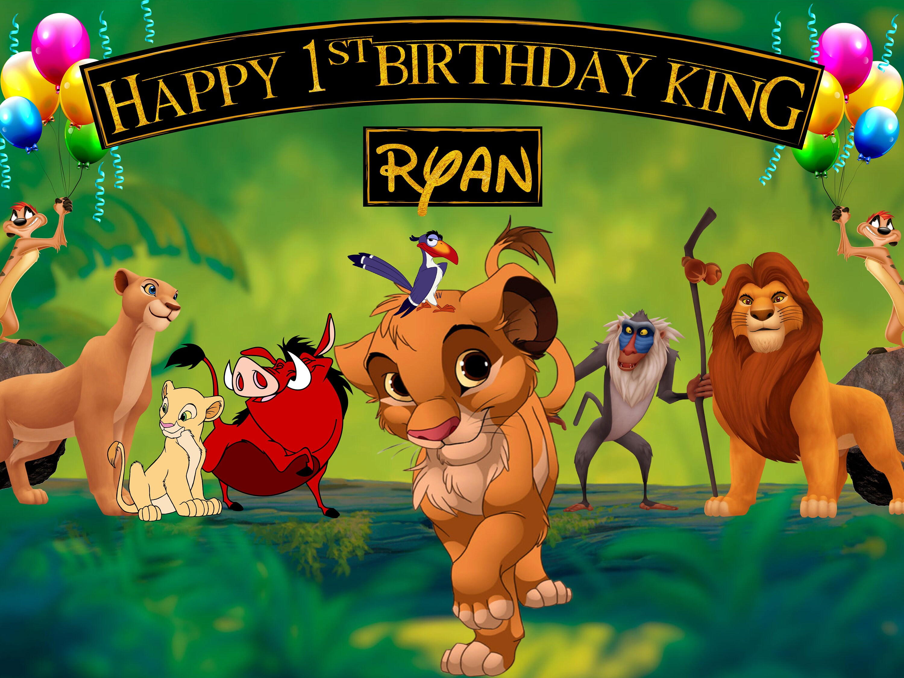 Personalize Banner Lion King Birthday Backdrop for Boys &amp; - Etsy