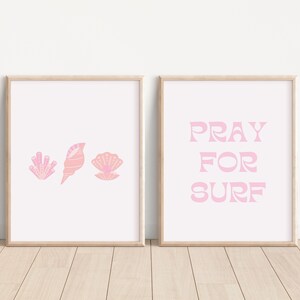 Mädchen Surf Kinderzimmer Dekor für Ocean Nursery with Pray for Surf Wall Art und Pink Beach Art