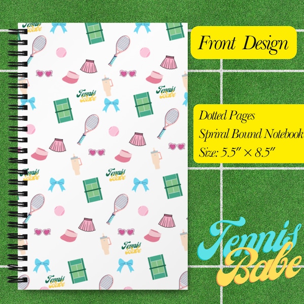 Cute Tennis Notebook Journal, Unique Design Tennis Notebook, Tennis Gift, Fun Tennis Notebook