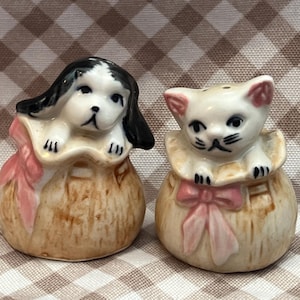 Vintage Puppy and Kitty Salt and Pepper Shakers