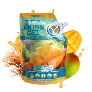 Mango Sea Moss Gel - 16 Ounces - Real Fruit - Wildcrafted Sea Moss from St. Lucia