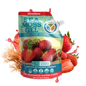 Strawberry Sea Moss Gel - 16 Ounces - Real Fruit - Wildcrafted Sea Moss from St. Lucia