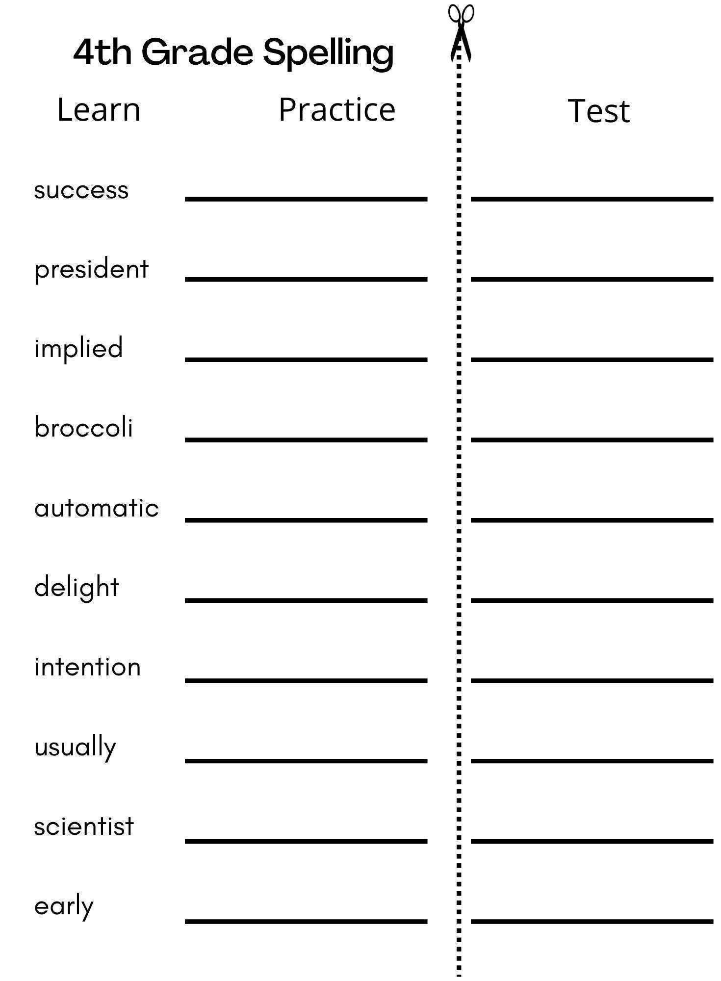 8 Printable Fourth Grade Spelling - Writing - Spelling Test - Etsy 8-printable-fourth-grade-spelling-writing-spelling-test-etsy