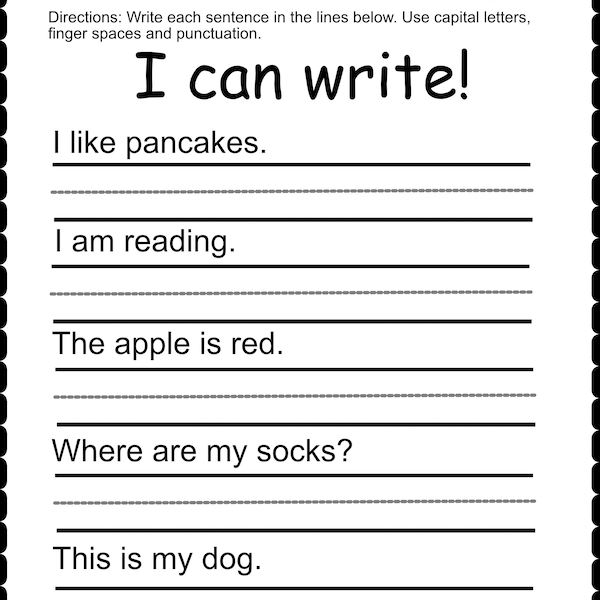 50 Printable-1st through 3rd Grade-Sentence Writing-Spelling-Worksheets