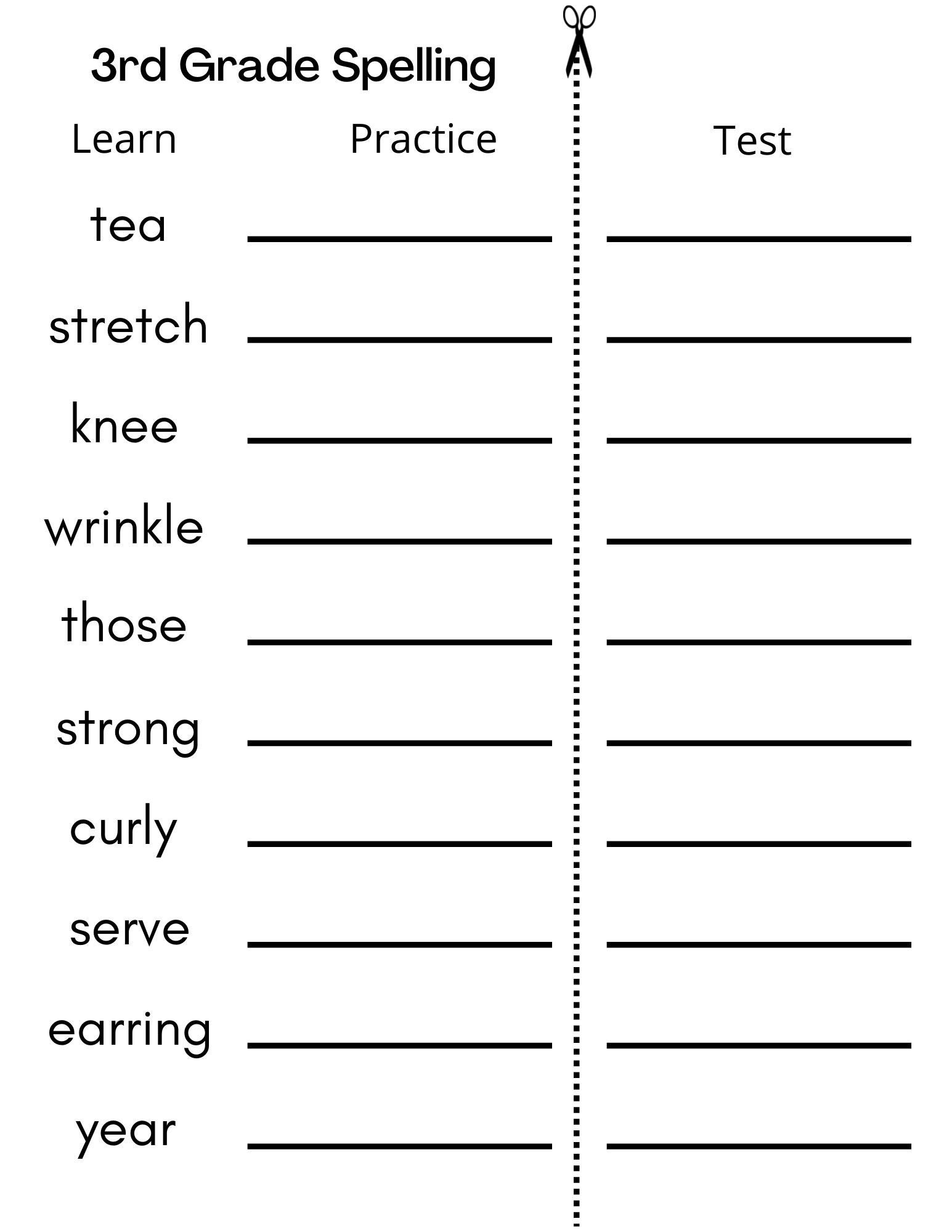 8 Printable Third Grade Spelling Writing Spelling Test - Etsy