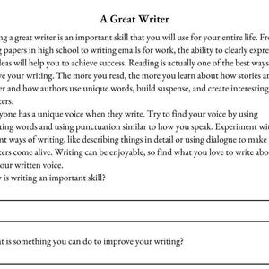 Reading Comprehension-3rd through 5th Grade- Sentence Writing-Spelling