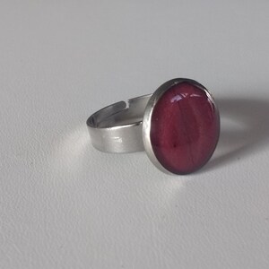 Real Large Red Burning Bush Leaf Adjustable Ring